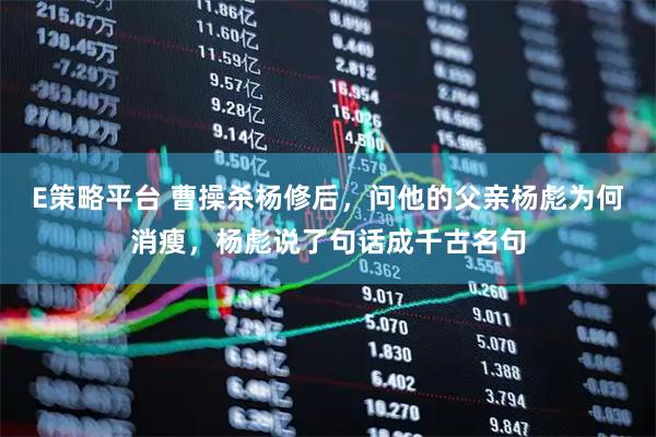 E策略平台 曹操杀杨修后，问他的父亲杨彪为何消瘦，杨彪说了句话成千古名句